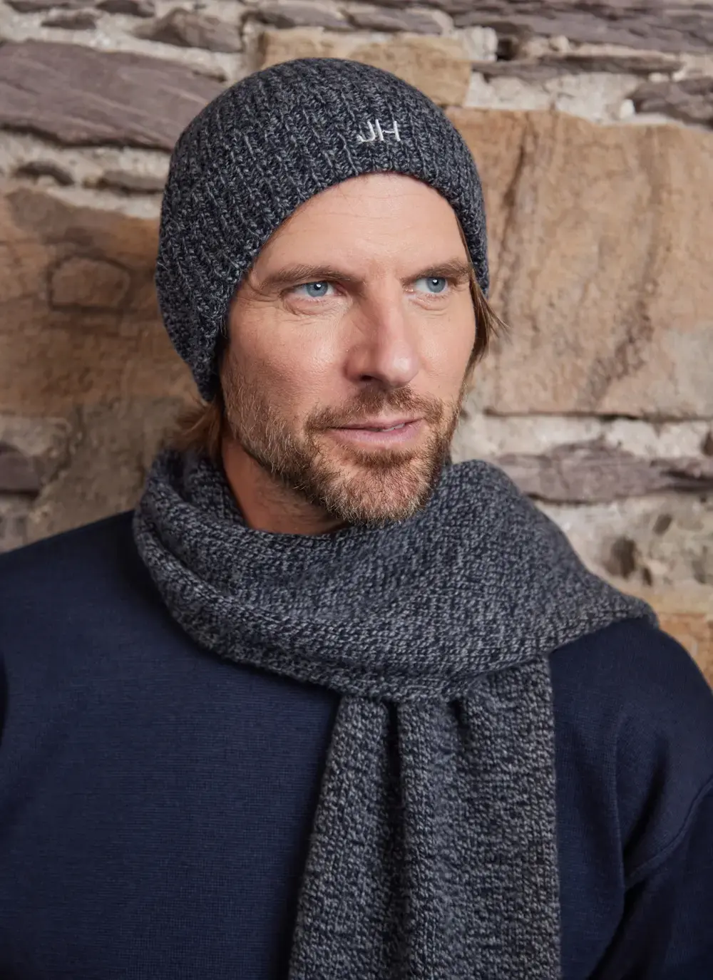 Personalized Wool Cashmere Beanie in Navy Seal